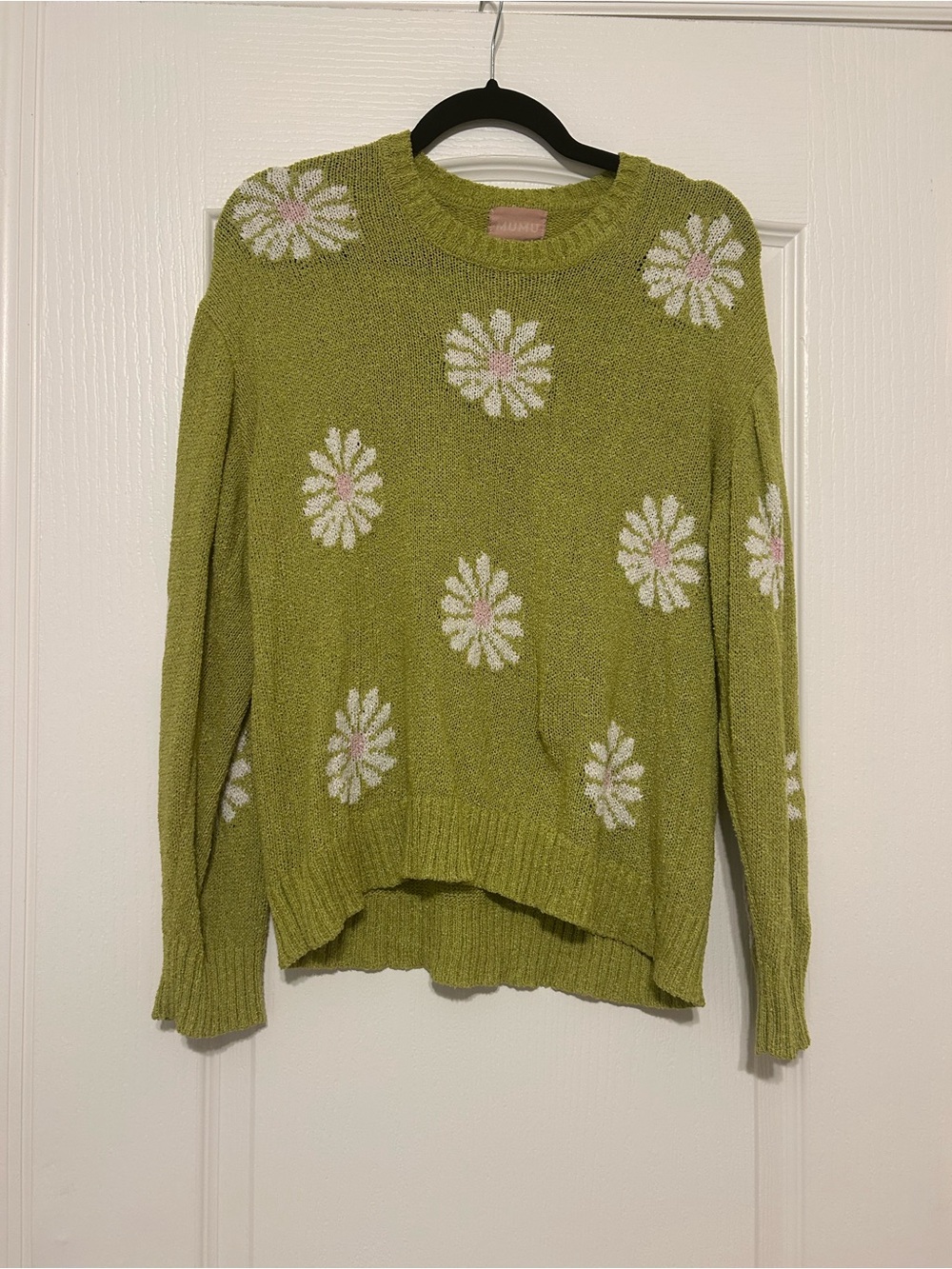Show Me Your MuMu Olive Green Daisy Crewneck Sweater